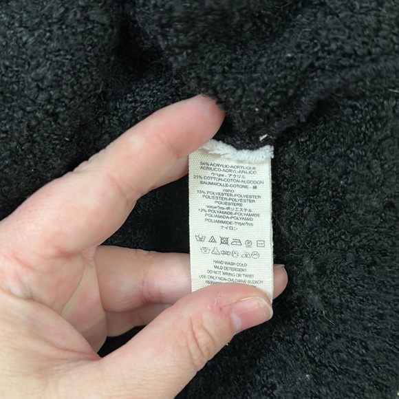 Free People Black and White Oversized Cotton Blend Sweater Poncho size XS - Picture 6 of 9